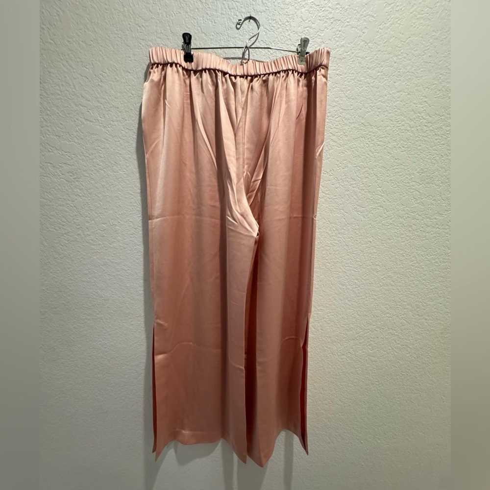 NWT Trina Turk Sz XL Sunset Wide-Leg Satin Pants in Blush Pink - Picture 5 of 8